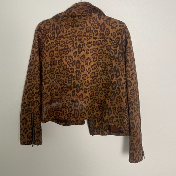 Leopard Animal Print Hipster Hippie Artsy Trendy Winter Hip Moto Jacket Coat - Picture 6 of 6